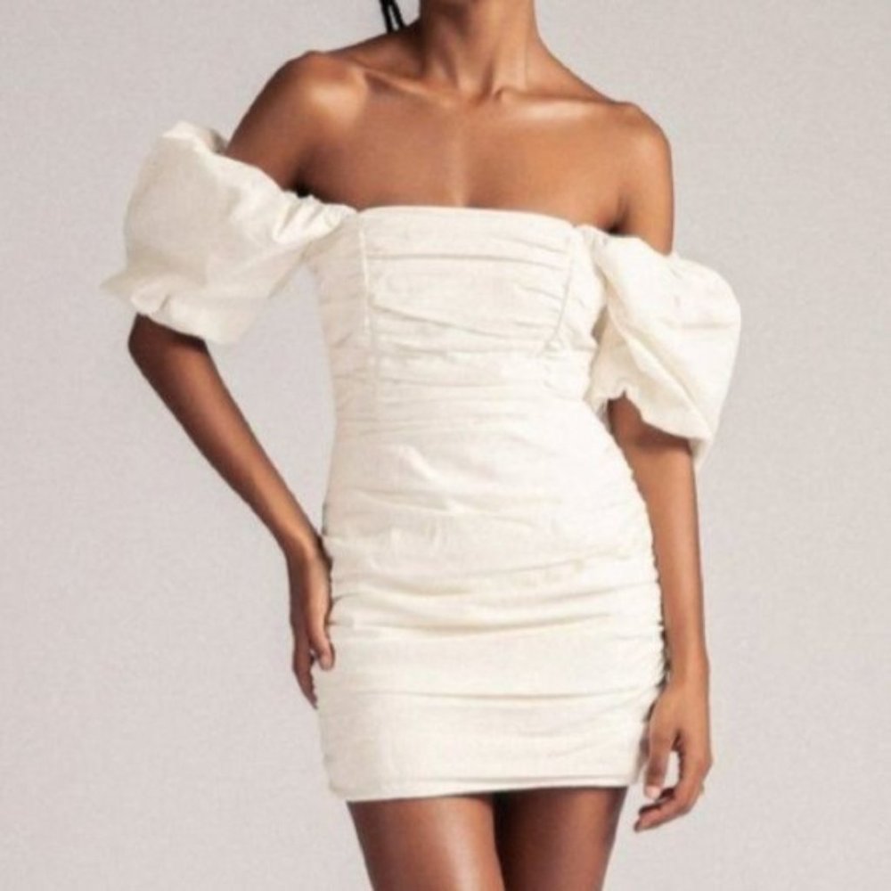 Meshki Puff Sleeve Linen Dress NWT - Small